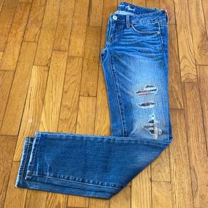 AEO patriotic skinny distressed jeans